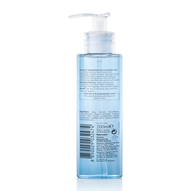Gel Rửa Mặt Eucerin DermatoCLEAN Hyaluron Cleansing Gel Làm Sạch Dịu Nhẹ Cho Da Nhạy Cảm 200ml