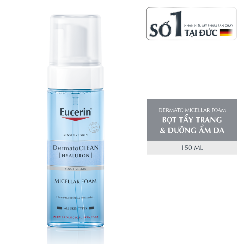 Bọt Tẩy Trang Eucerin Dermatoclean Làm Sạch & Dưỡng Ẩm Da 150ml