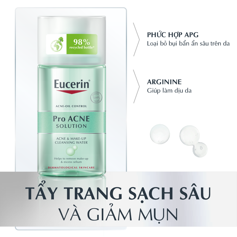 Nước Tẩy Trang Eucerin Pro ACNE Solution Dành Cho Da Nhạy Cảm, Nhờn Mụn 125ml