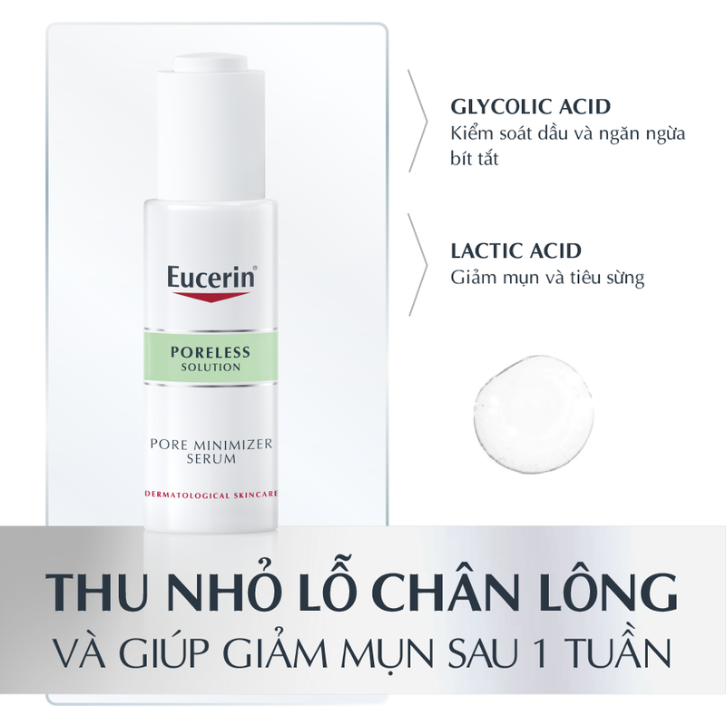 Tinh Chất Eucerin Poreless Solution Pore Minimizer Serum Giảm Mụn, Thu Nhỏ Lỗ Chân Lông 30ml
