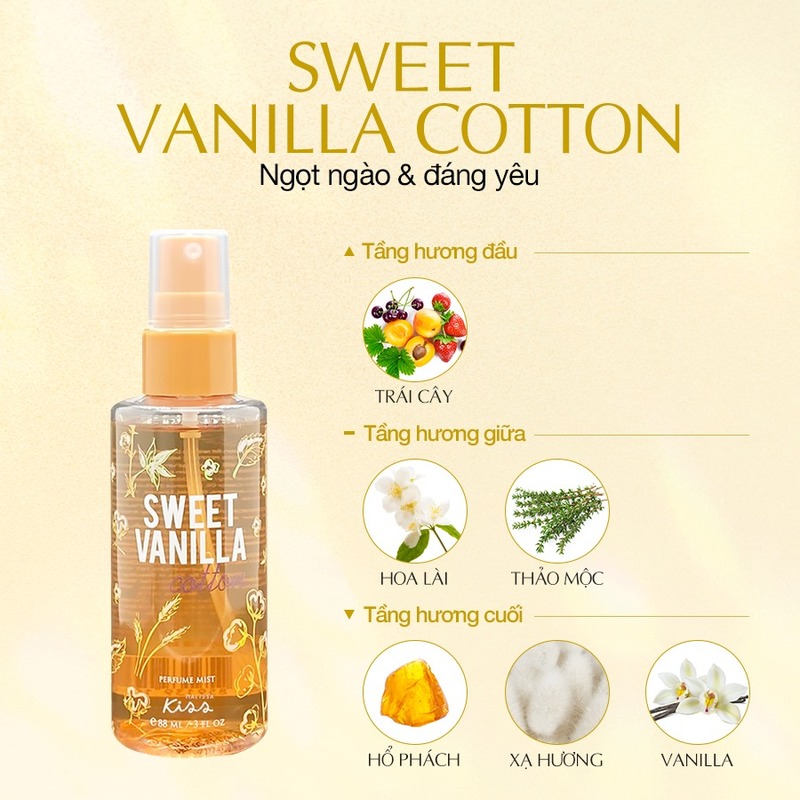 Bộ Sản Phẩm Malissa Kiss Dưỡng Thể & Xịt Thơm Sweet Vanilla