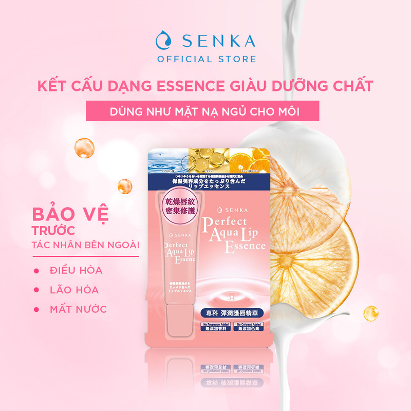 Son Dưỡng Senka Perfect Aqua Lip Essence Cấp Ẩm & Ngừa Khô, Nẻ Môi 10g