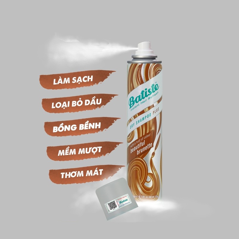Dầu Gội Khô Batiste Tóc Nâu 200ml
