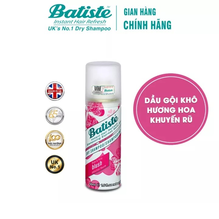Dầu Gội Khô Batiste Hương Hoa Quyến Rũ 50ml