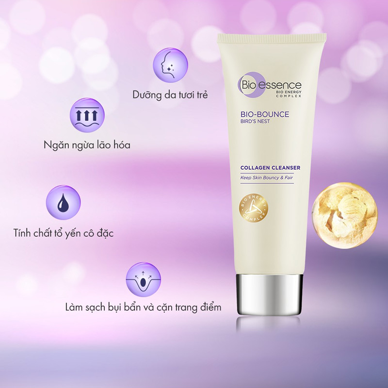 Sữa Rửa Mặt Bio-Essence Bio-Bird's Nest Collagen Cleanser Tổ Yến 100g