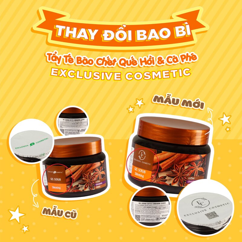 Tẩy Tế Bào Chết Body Exclusive Cosmetic Gel Scrub Slimming Coffee Cinnamon Cloves Quế Hồi 380g