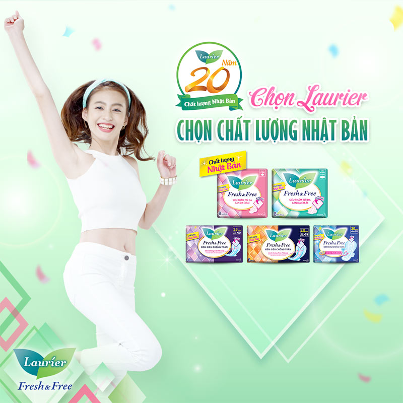 Băng Vệ Sinh Laurier Siêu Mỏng Cánh Fresh&Free 22cm 8 Miếng