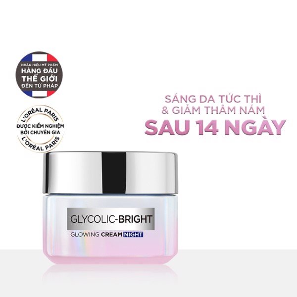 Kem Dưỡng Loreal Glycolic - Bright Glowing Cream Sáng Da Ban Đêm 50ml
