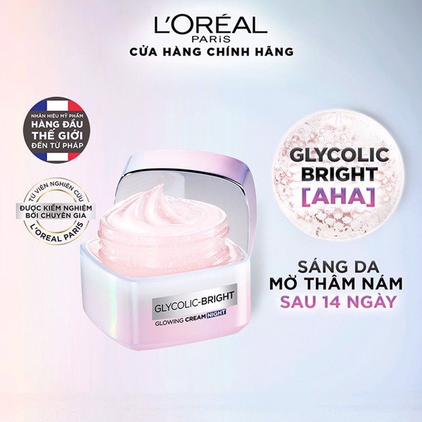 Kem Dưỡng Loreal Glycolic - Bright Glowing Cream Sáng Da Ban Đêm 50ml