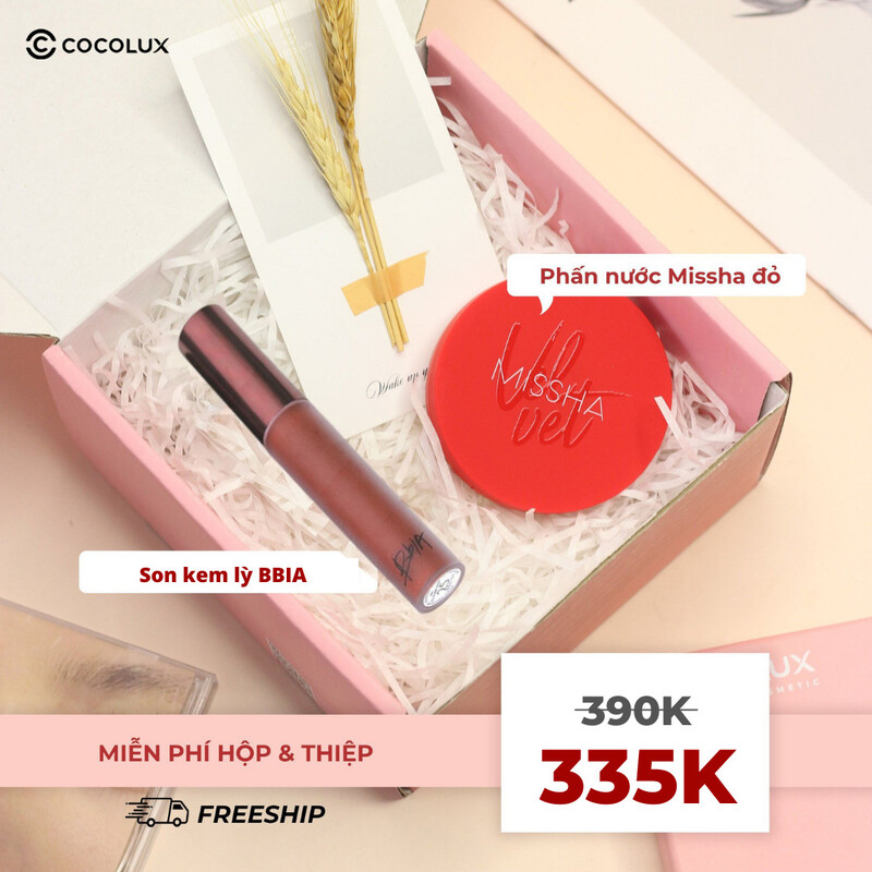Set Quà Tặng Son Kem Lì Bbia Phấn Nước Missha