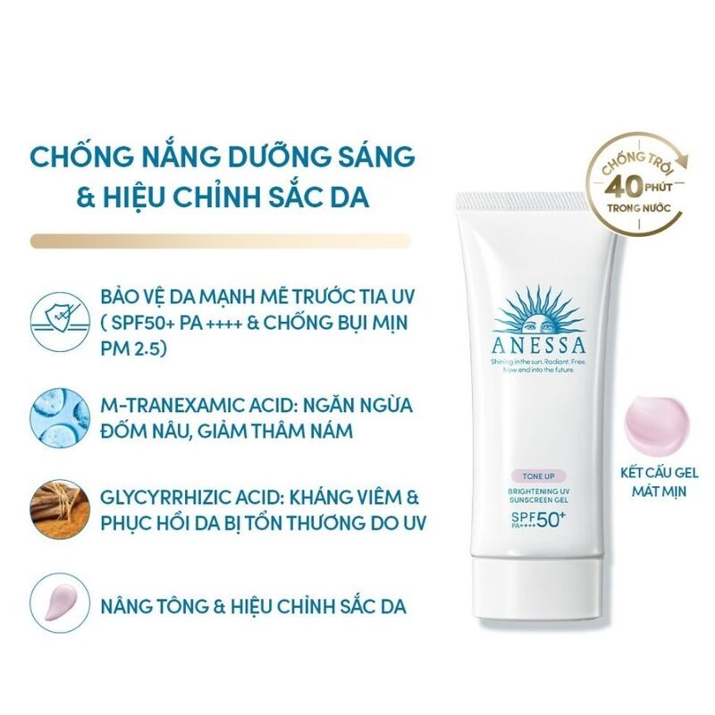 ​​Gel Chống Nắng Anessa Brightening UV Sunscreen Gel SPF50+ PA++++ Dưỡng Sáng Nâng Tông Và Hiệu Chỉnh Sắc Da 90g