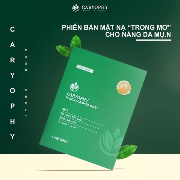 Mặt Nạ Caryophy Portulaca Mask Sheet Giảm Mụn, Mờ Thâm & Dưỡng Da Ẩm Mịn 22g - 1 PCS