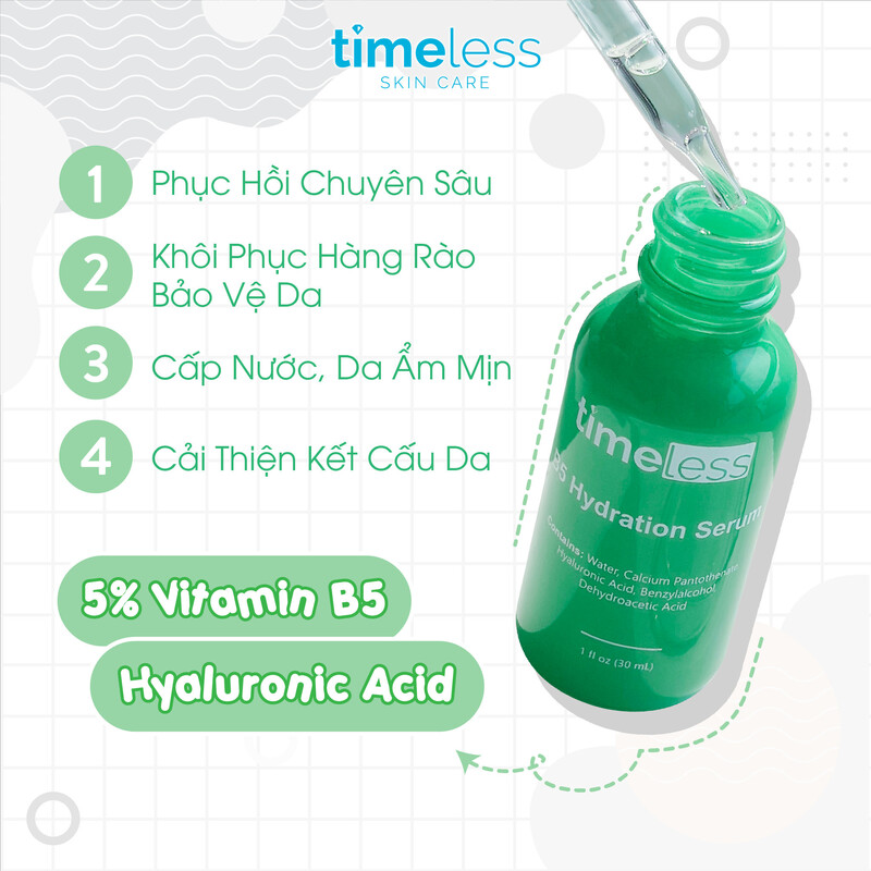 Serum Timeless Vitamin B5 Làm Dịu & Phục Hồi Da 30ml
