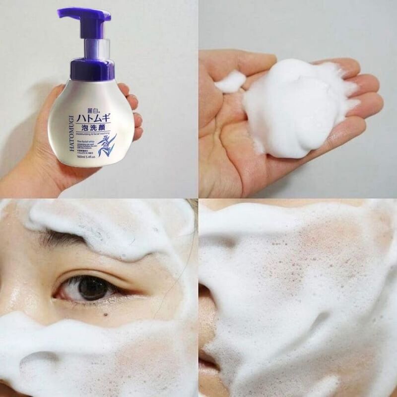 Bọt Rửa Mặt Hatomugi Ý Dĩ Dưỡng Ẩm, Trắng Da 160ml