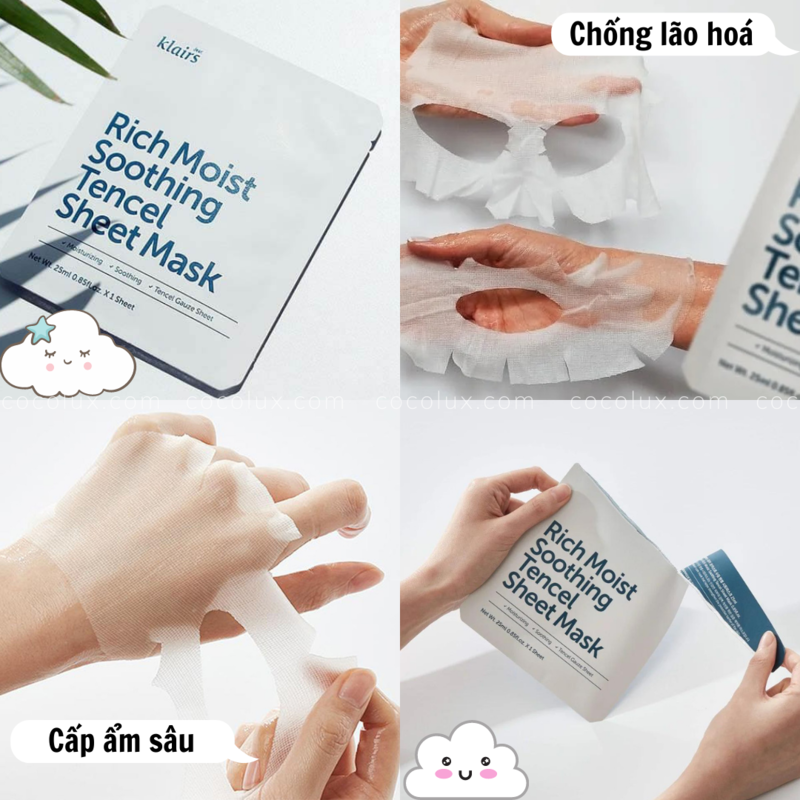 Mặt Nạ Klairs Rich Moist Soothing Tencel Sheet Mask Cấp Ẩm