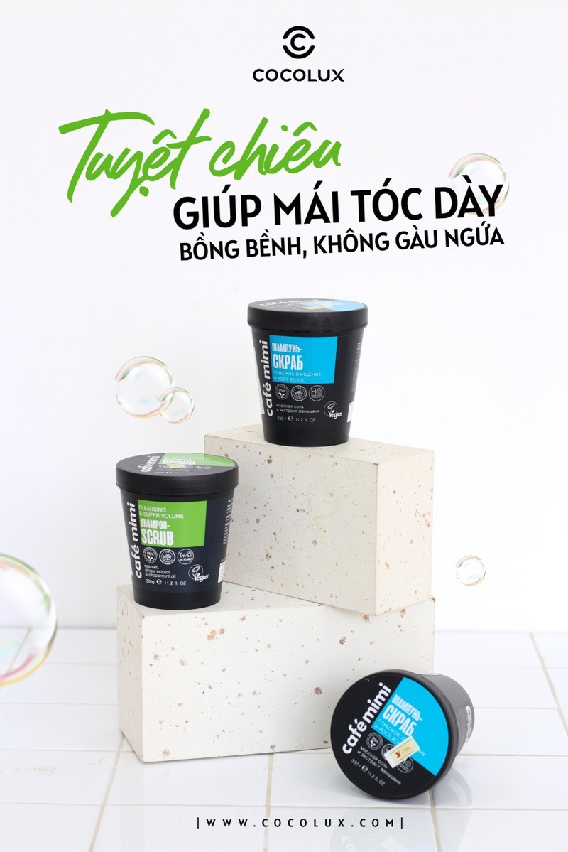 Dầu Gội Tẩy Tế Bào Chết Da Đầu Cafe Mimi Shampoo Scrub Cho Tóc Yếu, Tóc Thường 330g