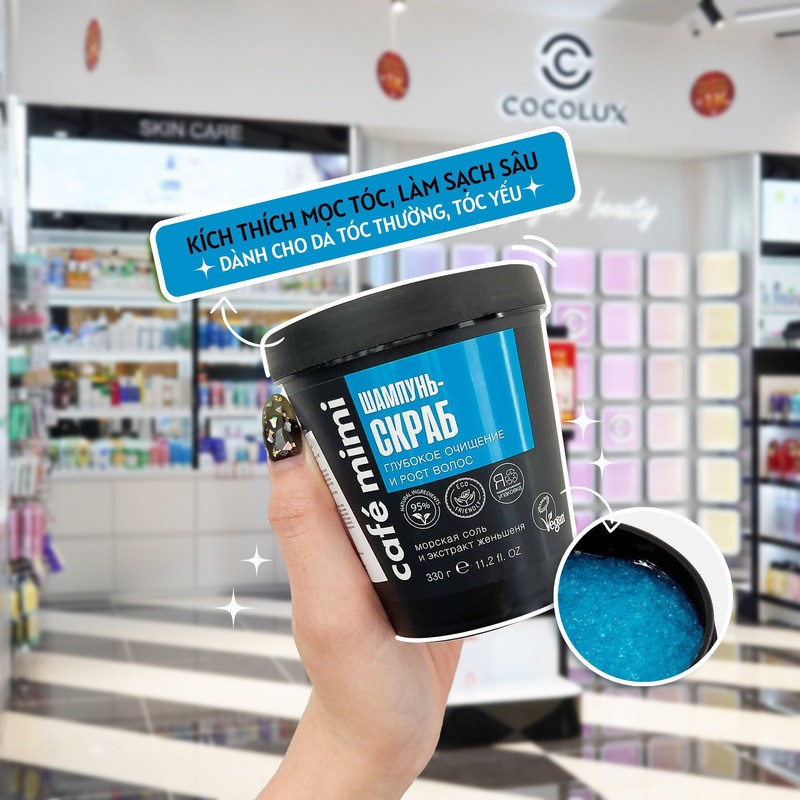 Dầu Gội Tẩy Tế Bào Chết Da Đầu Cafe Mimi Shampoo Scrub Cho Tóc Yếu, Tóc Thường 330g