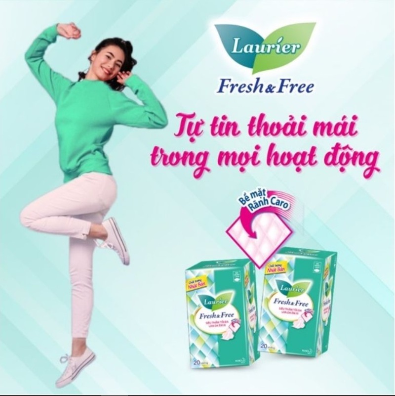 Băng Vệ Sinh Laurier Fresh&Free 22cm Siêu Thấm, Có Cánh 20 PCS