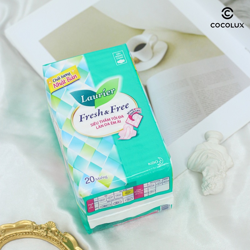 Băng Vệ Sinh Laurier Fresh&Free 22cm Siêu Thấm, Có Cánh 20 PCS