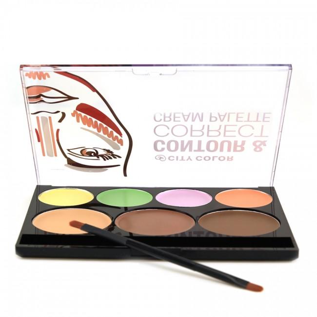 Bảng Tạo Khối Và Che Khuyết Điểm City Color Contour & Correct Cream Palette 7 Ô