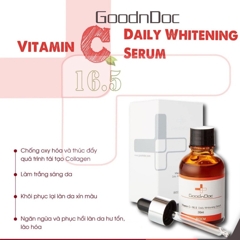 Serum GoodnDoc Vitamin C 16.5 Daily Whitening Serum Dưỡng Da Tươi Sáng 30ml