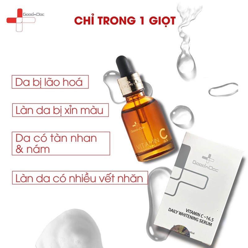 Serum GoodnDoc Vitamin C 16.5 Daily Whitening Serum Dưỡng Da Tươi Sáng 30ml