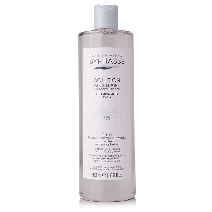 Nước Tẩy Trang Byphasse Solution Micerallaire Charbon Actif Than Hoạt Tính Cho Da Nhạy Cảm 500ml