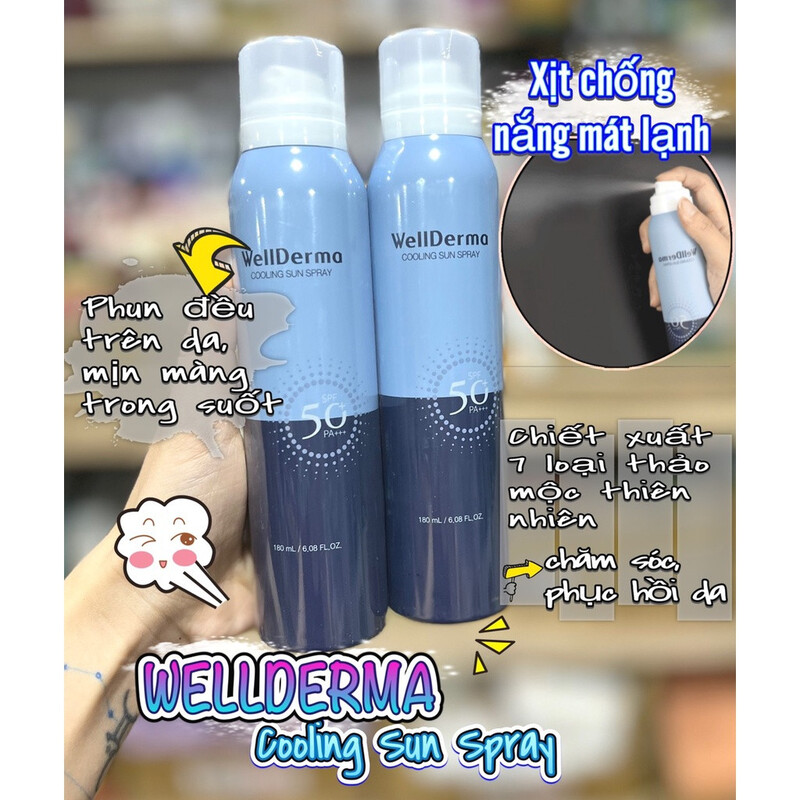 Xịt Chống Nắng Wellderma G PLus Cooling Sun Spray SPF 50 PA+++ 180ml