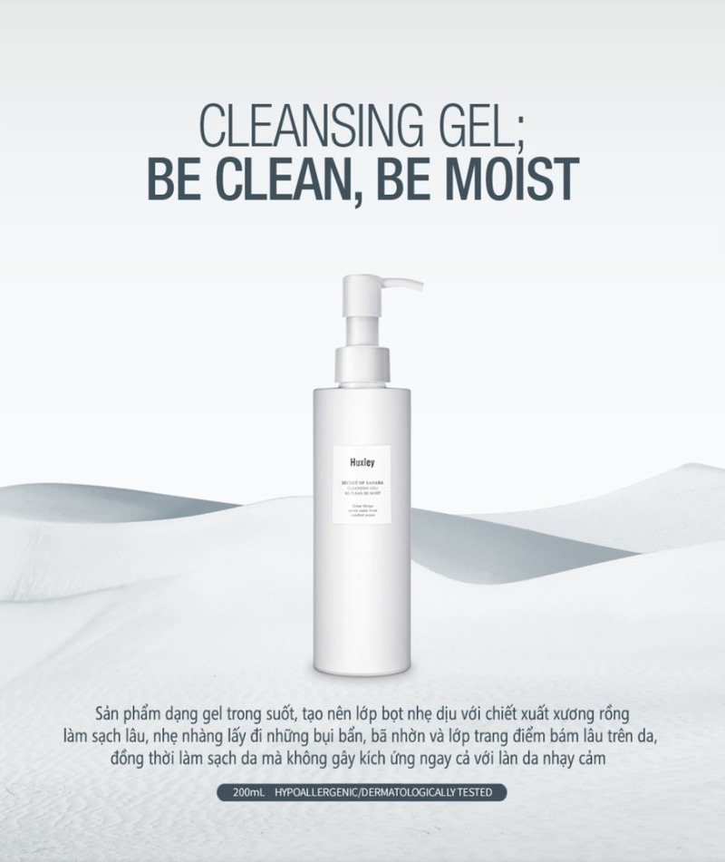 Gel Rửa Mặt Huxley Cleansing Gel; Be Clean, Be Moist 200ml