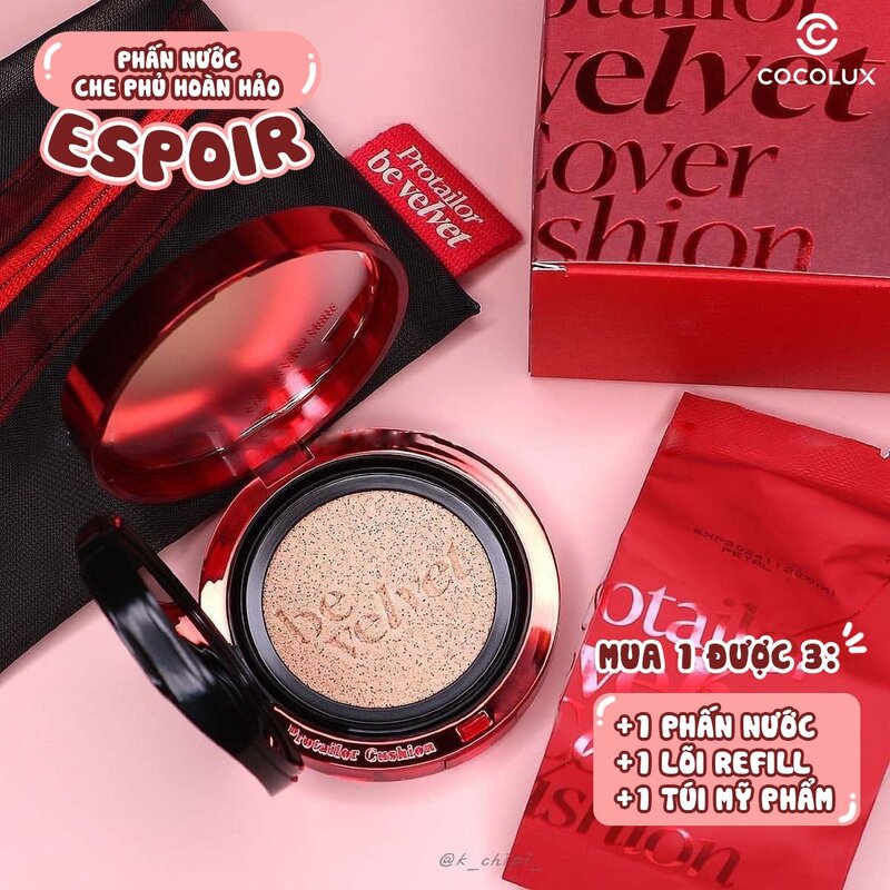 Phấn Nước Espoir Pro Tailor Be Velvet Cover Cushion SPF34 PA++ Tone 21