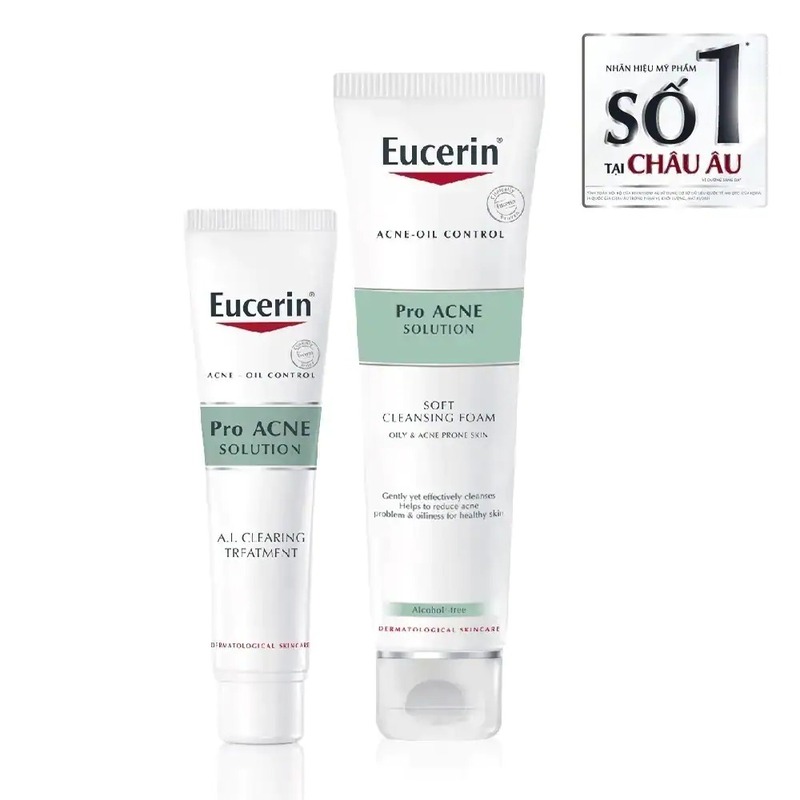 Bộ Sản Phẩm Eucerin Tinh Chất Giảm Mụn Viêm 40ml + Sữa Rửa Mặt Da Nhờn Mụn 150g