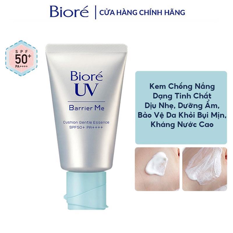 Tinh Chất Chống Nắng Bioré UV Barrier Me Cushion Gentle Essence SPF50+ PA++++ Dịu Nhẹ 60g