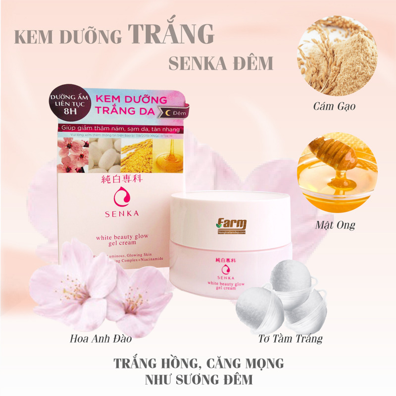 Kem Dưỡng Senka White Beauty Glow Gel Cream Sáng Da, Mờ Thâm Sạm Ban Đêm 50g