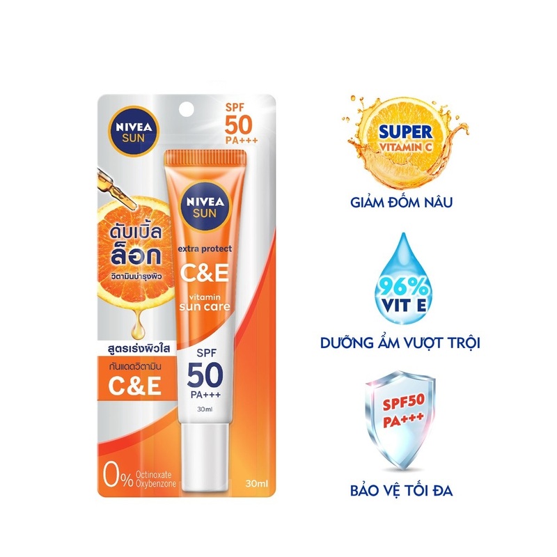 Tinh Chất Chống Nắng Nivea Sun Extra Protect C&E Vitamin Sun Care SPF50 PA+++ Dưỡng Sáng Khỏe 30ml