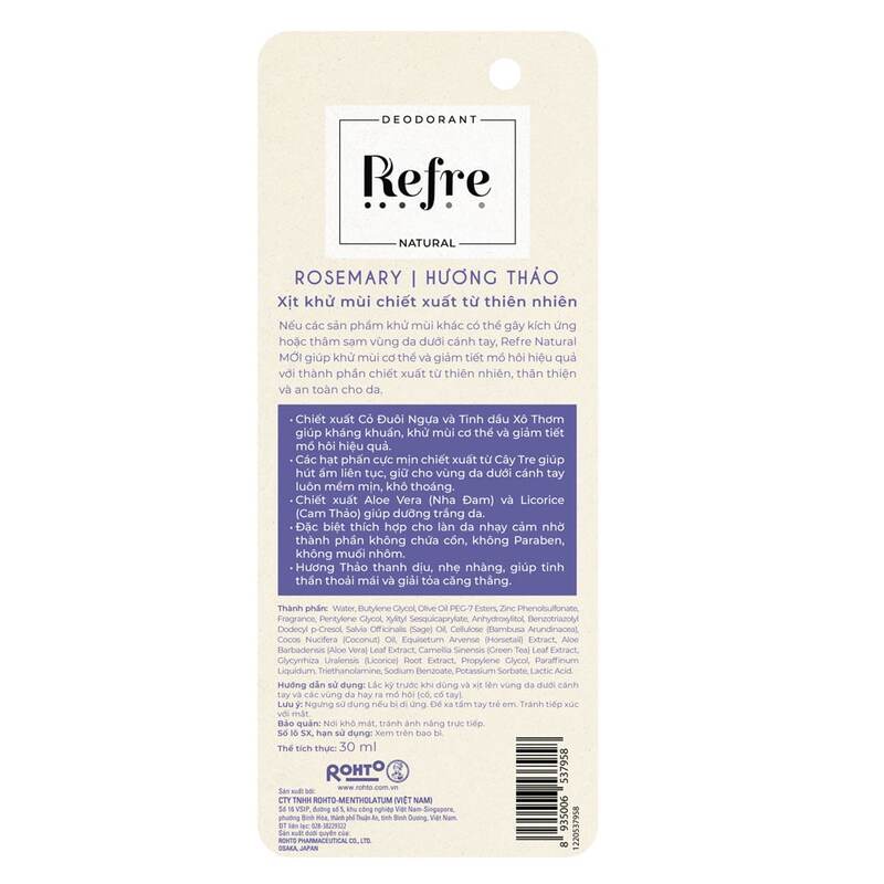 Xịt Khử Mùi Refre Hương Thảo 30ml