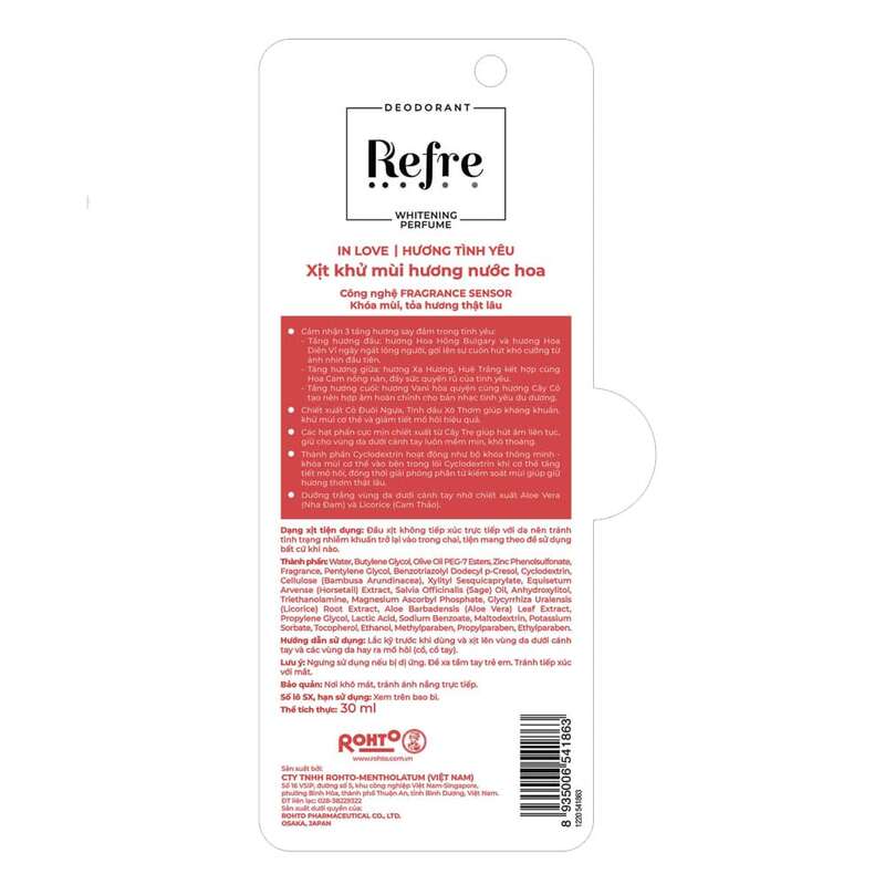 Xịt Khử Mùi Refre Hương Tình Yêu 30ml