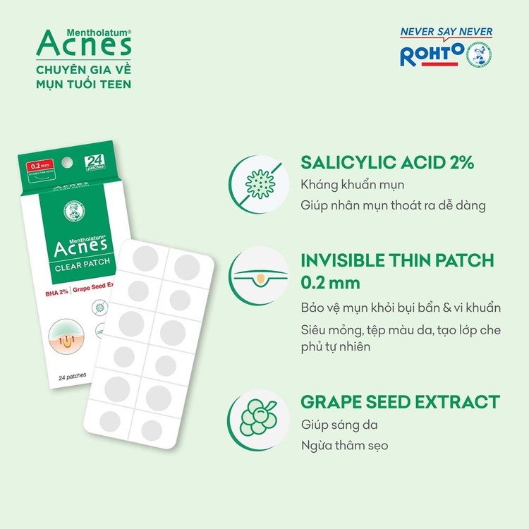 Miếng Dán Mụn Acnes Giúp Giảm Mụn Sưng Viêm 24 PCS