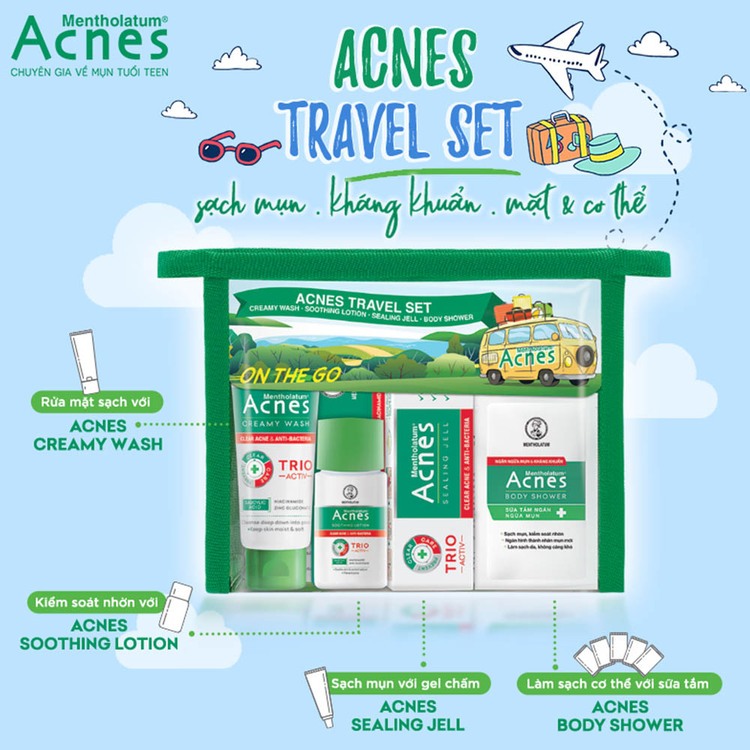 Bộ Acnes Chăm Sóc Da Mụn Cho Mặt Và Cơ Thể (4 món)