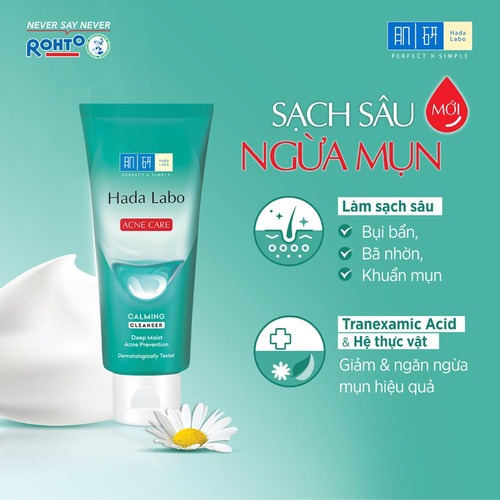 Kem Rửa Mặt Hada Labo Acne Care Calming Cleanser Cho Da Mụn Và Nhạy Cảm 80g