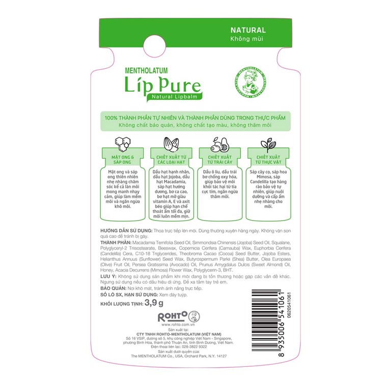 Son Dưỡng Líp Pure Không Mùi 4g