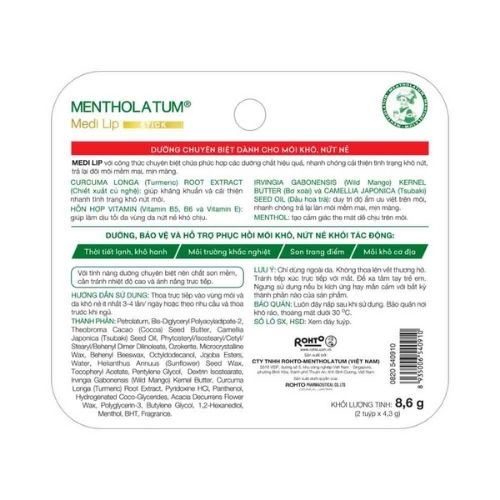Bộ Sản Phẩm Son Dưỡng Rohto Chuyên Biêt Cho Môi Khô, Nứt Nẻ 4.3gx2