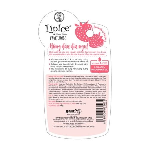Son Dưỡng Lipice Sheer Color Fruit Juice Hồng Dâu Dịu Ngọt 4g