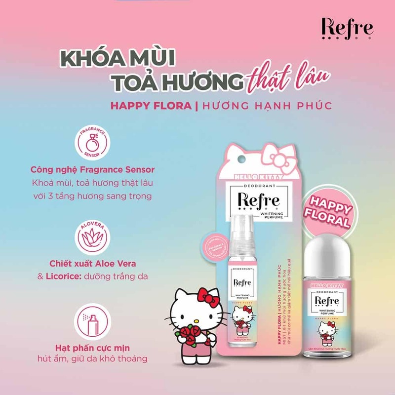 Lăn Khử Mùi Refre x Hello Kitty Hương Hạnh Phúc 40ml