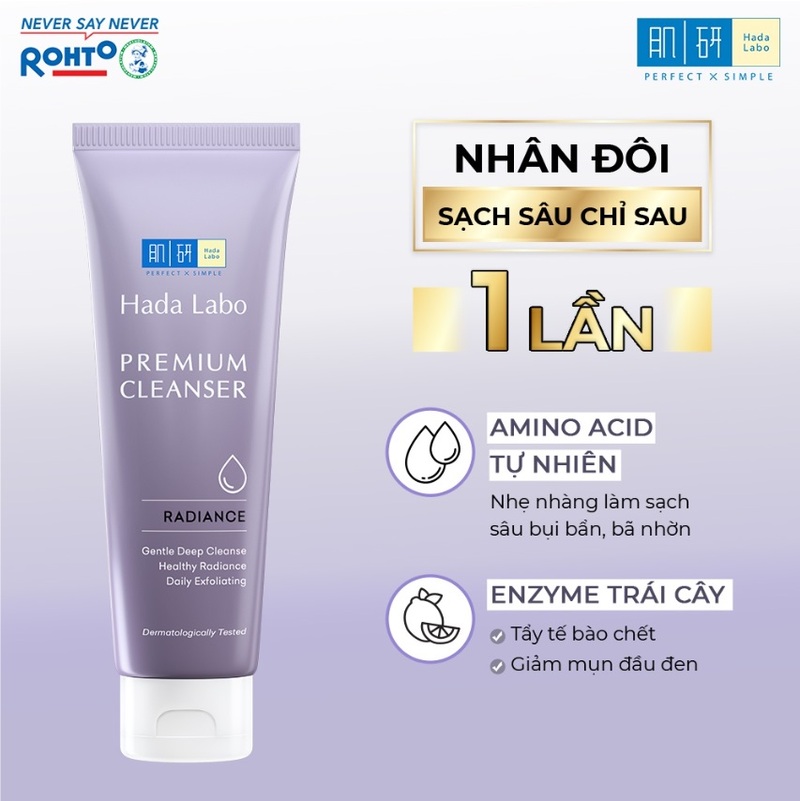 Bộ Sản Phẩm Sữa Rửa Mặt Hada Labo Premium Cleanser Radiance 100g + Dung dịch Hada Labo Advanced Nourish 40ml
