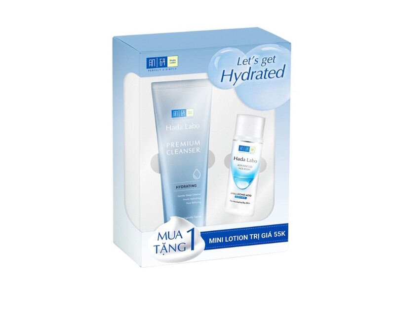 Bộ Sản Phẩm Sữa Rửa Mặt Hada Labo Premium Hydrating 100g + Dung Dịch Hada Labo Advanced Nourish 40ml