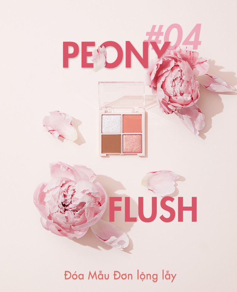Phấn Mắt Silkygirl Full Bloom Shadow Quad 4 Ô Có Nhũ 04 Peony Flush