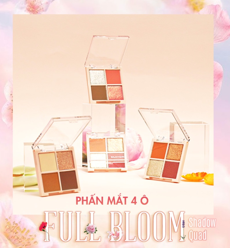 Phấn Mắt Silkygirl Full Bloom Shadow Quad 4 Ô Có Nhũ 04 Peony Flush
