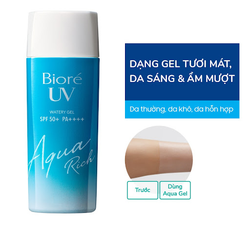 Gel Chống Nắng Biore UV Aqua Rich Watery Gel SPF50+ PA++++ Màng Nước Dưỡng Ẩm 155ml