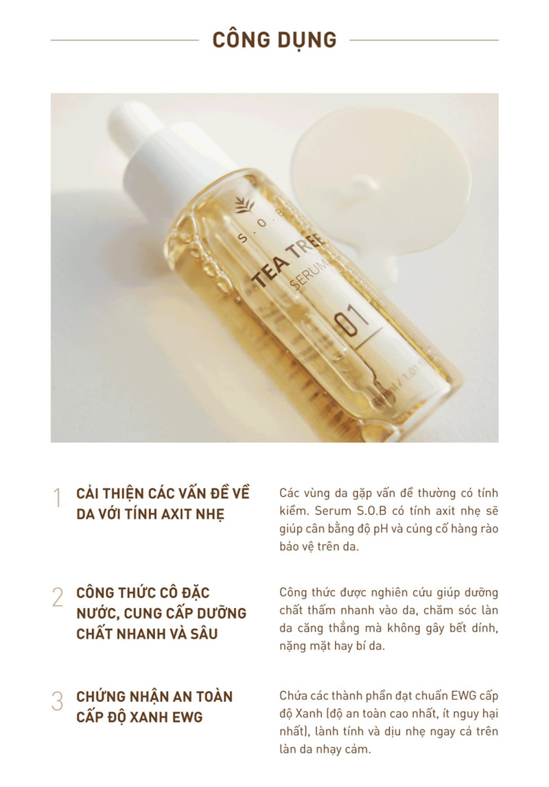 Tinh Chất S.O.B Tea Tree Serum Làm Sáng Da Và Giảm Mụn 30ml