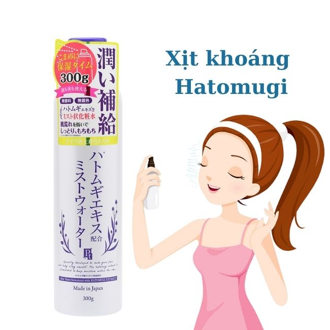 Xịt Khoáng Hatomugi Extract Platinum Label Ý Dĩ Dưỡng Trắng Da 300g
